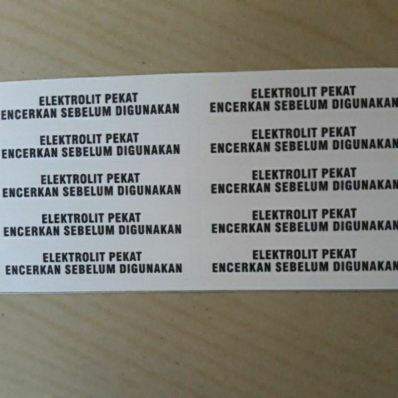 Stiker Label Elektrolit Pekat Putih