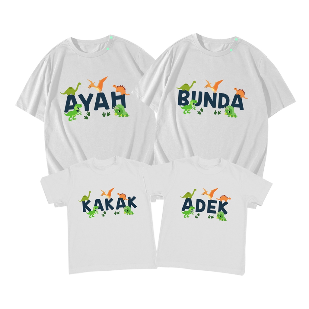 Kaos couple family baju seragam keluarga gambar dino dinosaurus tulsain ayah bunda kaka ade