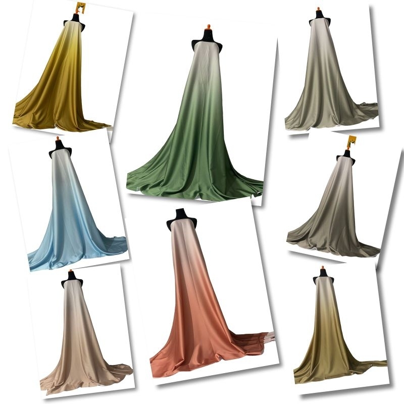 kain meteran murah |  kain gamis armani silk gradasi ombre 2 warna | kain bridesmaid murah