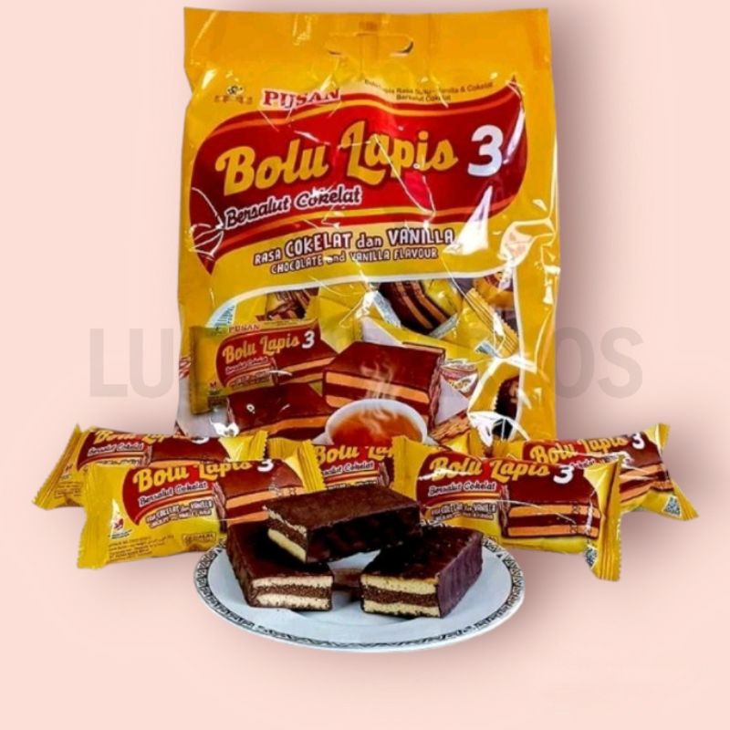 PUSAN BOLU LAPIS 3 BERSALUT COKLAT & VANILA ISI 15PCS
