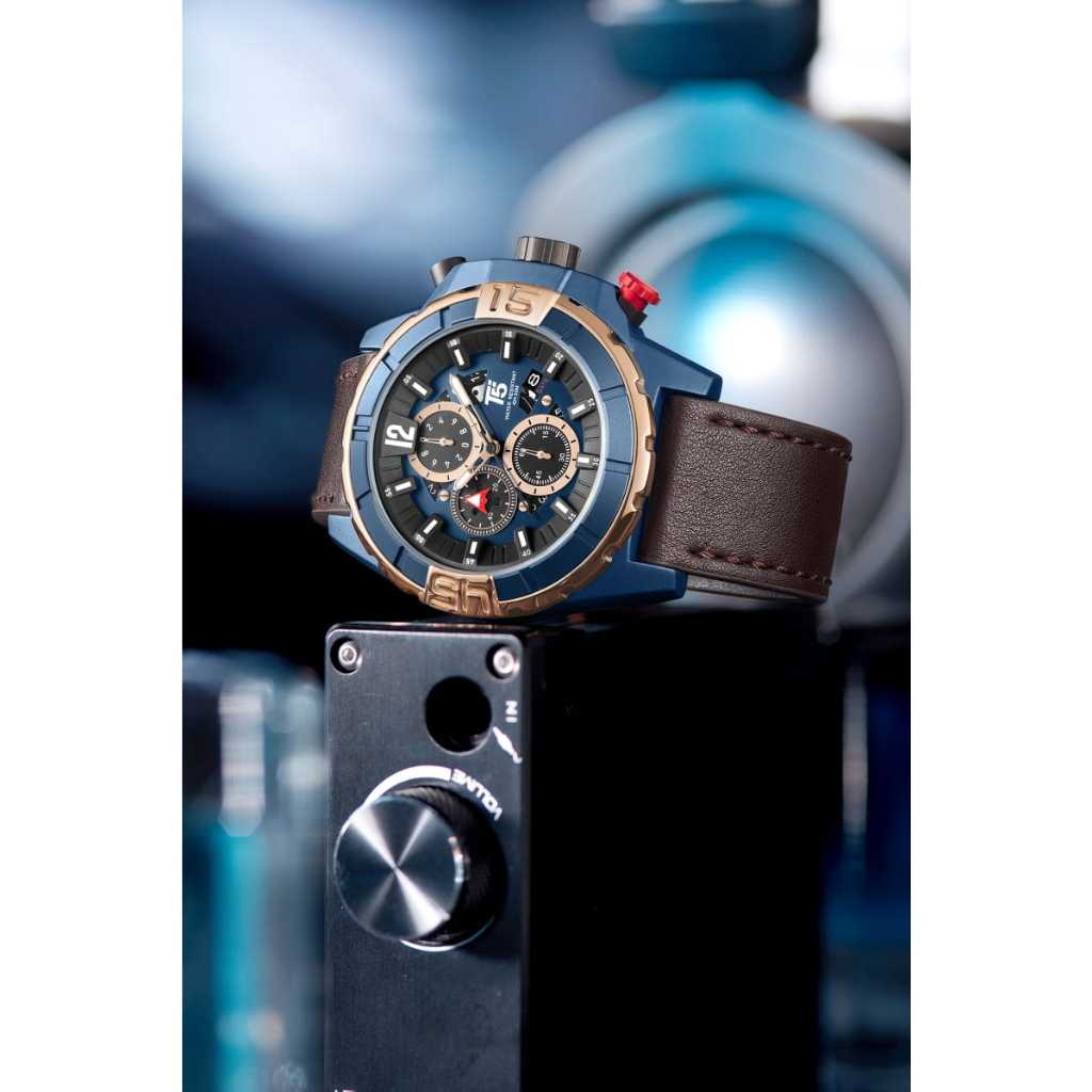 JAM TANGAN PRIA CHRONOGRAPH STOPWATCH T5 H 4047 G ORIGINAL/JAM TANGAN LEATHER STRAP KULIT/