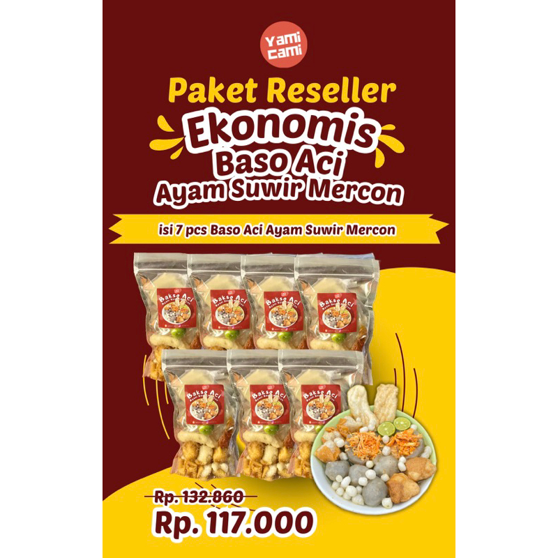 

PAKET RESELLER BASO ACI AYAM SUWIR MERCON BY YAMICAMI (ISI 7 PCS)