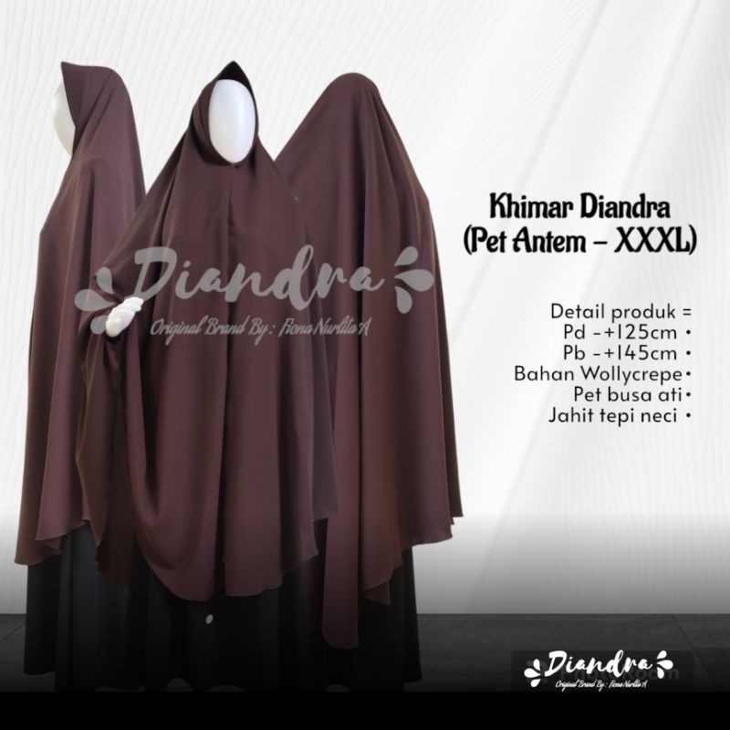 Khimar Wollycrepe Jilbab Wollycrepe XXXL Pet Merk Diandra Hijab