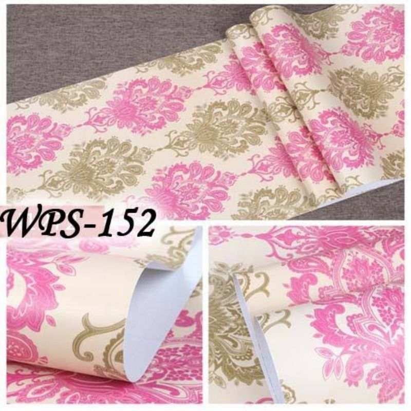 Wallpaper Dinding Motif Batik Pink Gold