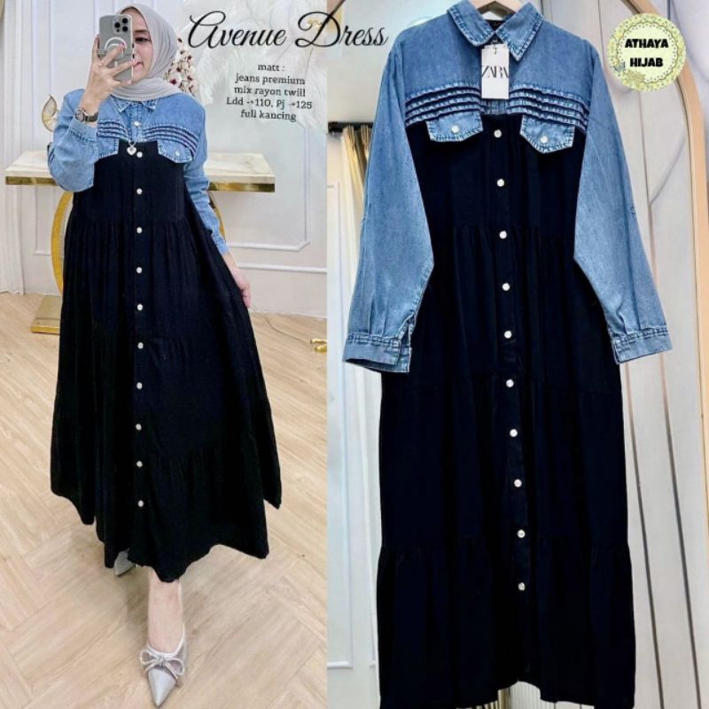 AVENUE DRESS BY ATHAYA/GAMIS JEANS MIX RAYON PREMIUM ORI