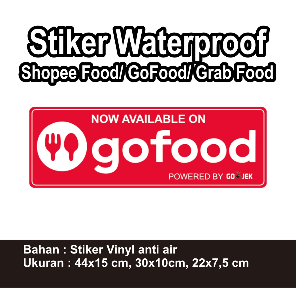 Stiker Waterproof  Shopee Food/ GoFood/ Grab Food