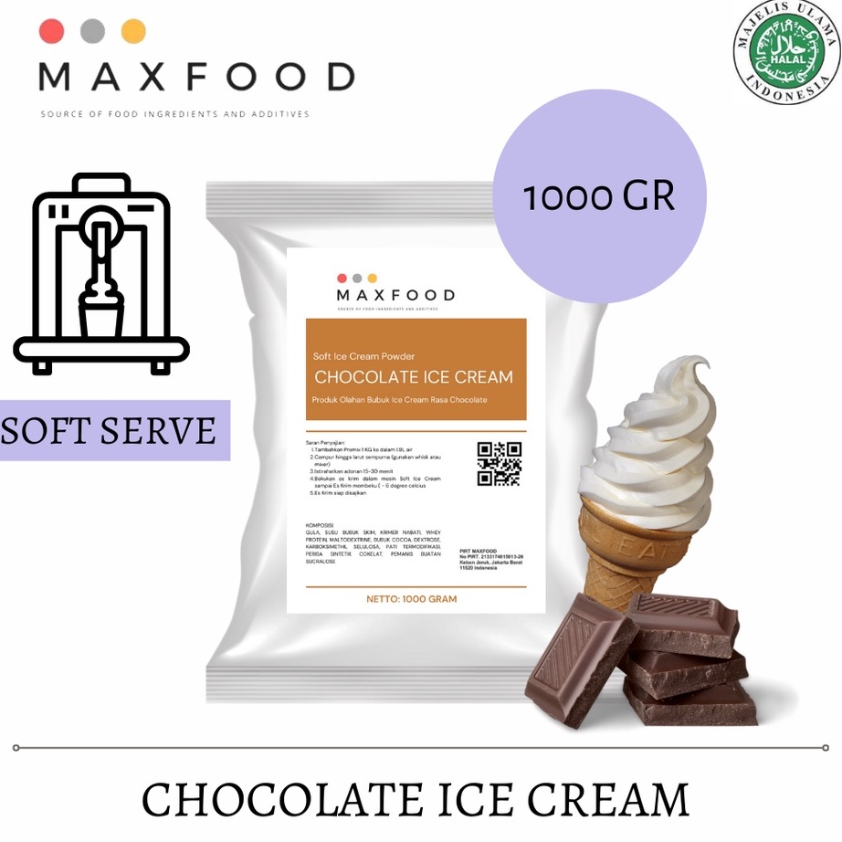 

MEGA SALE MAXFOOD Soft Chocolate Ice Cream Powder Bubuk Es Krim Rasa Cokelat 1 KG