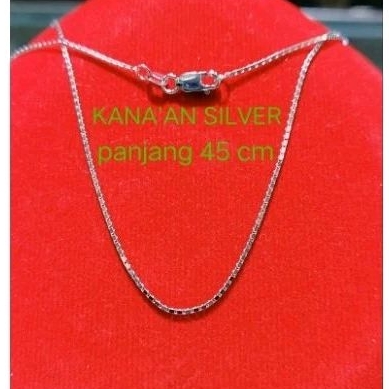 Kalung italy kaca remaja dewasa warna putih kilau perak asli 925/Silver lapisan emas putih murni