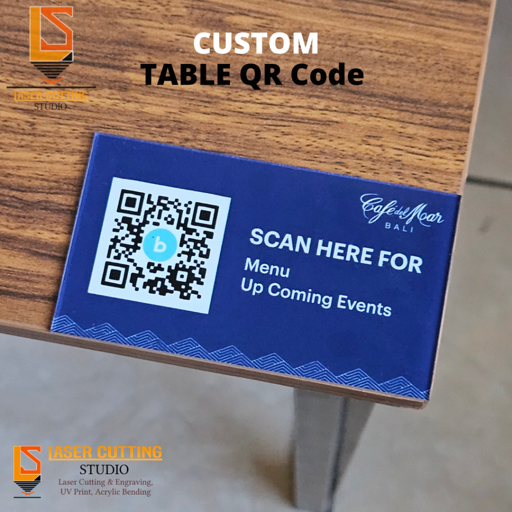Nomor Meja Custom QR Code Menu Akrilik Print Table Sign Scan QR