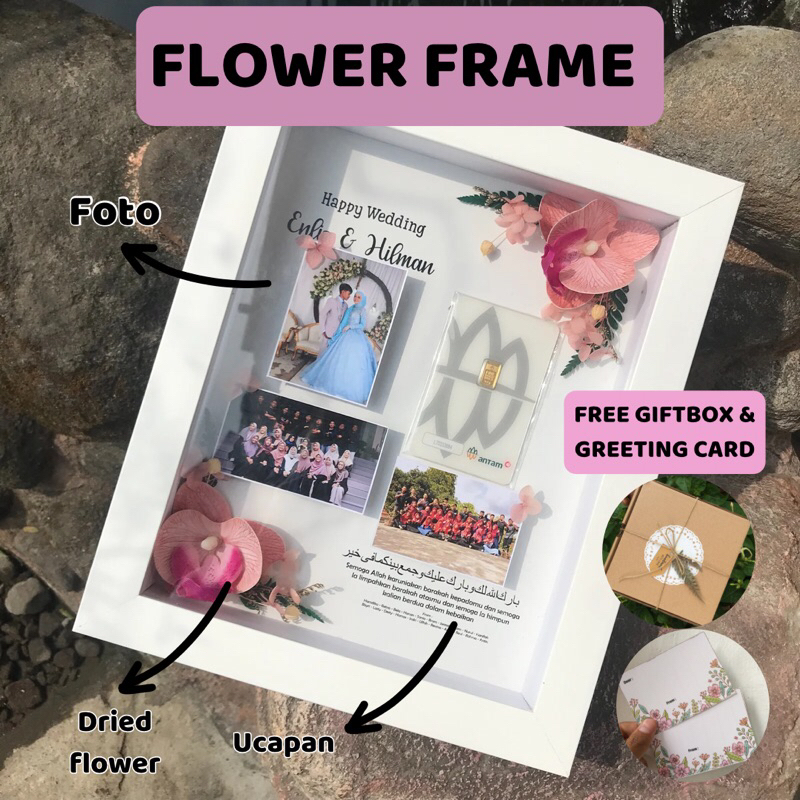 Flower Frame (3D Frame)/Wedding gift custom/Birthday gift/Custom gift