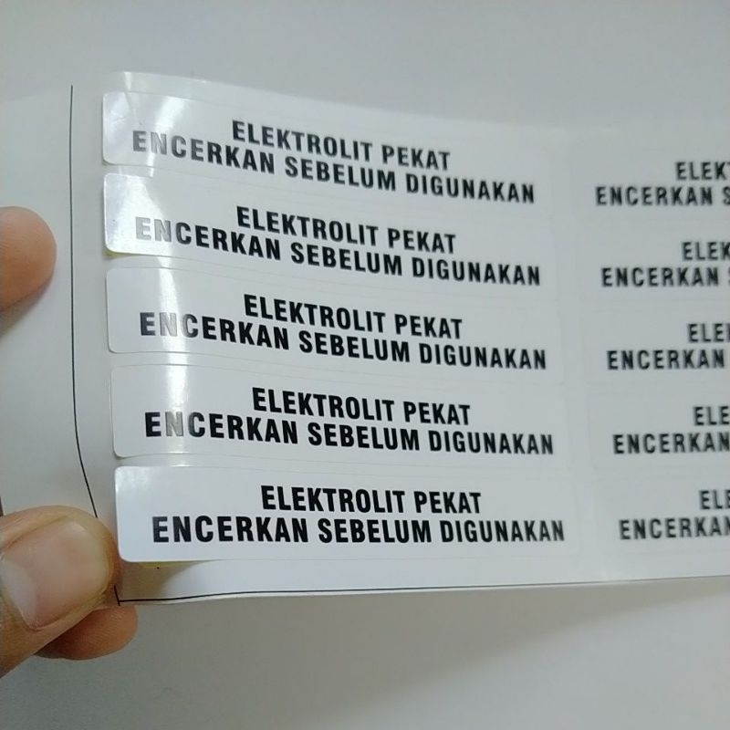 stiker label elektrolit pekat putih