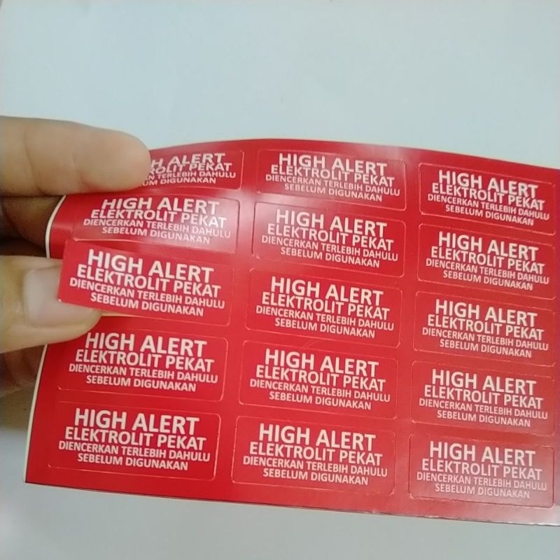 stiker label high alert elektrolit pekat