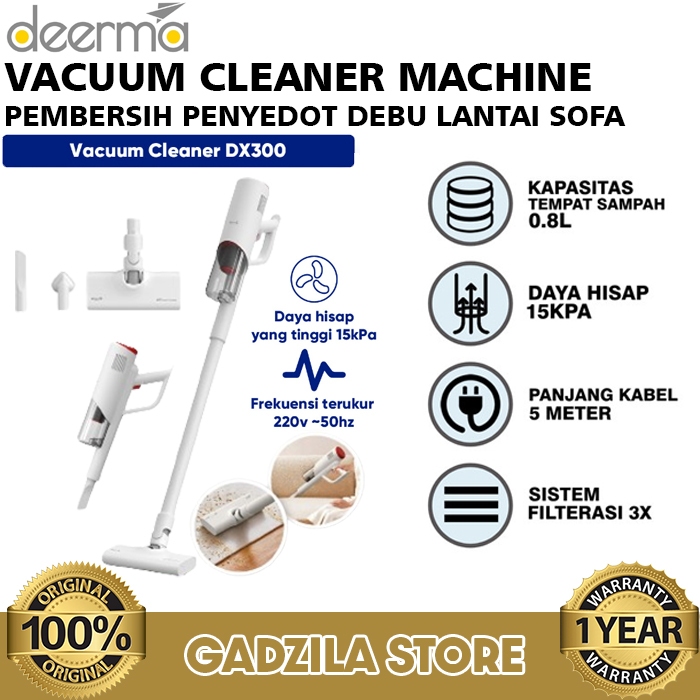 DEERMA DX300 HANDHELD VACUUM CLEANER VACUM PENGHISAP DEBU SOFA LANTAI RUMAH 15KPA