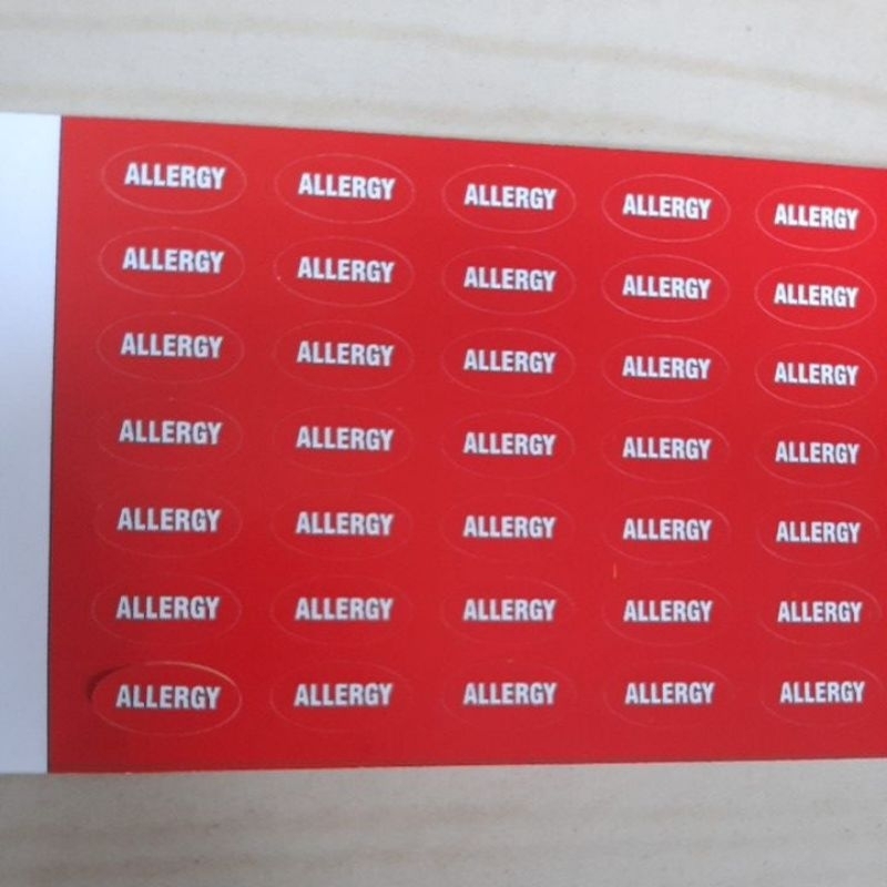 

stiker label allergy oval