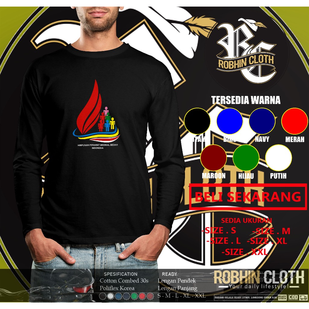 Kaos Baju HIPMEBI Himpunan Perawat Medical Bedah Indonesia Lengan Panjang Kaos Distro Kesehatan