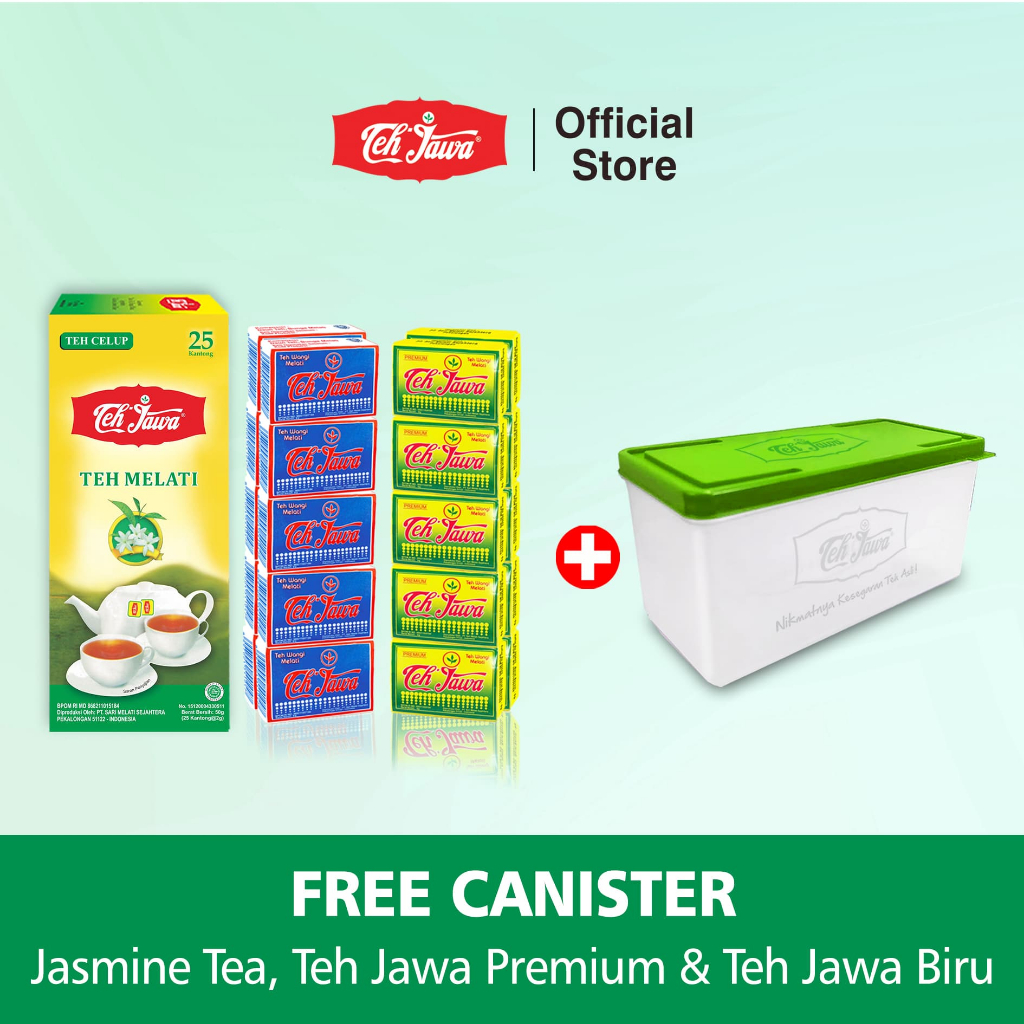 Teh Jawa Jasmine celup + Premium 9gr + Biru 9gr FREE Canister