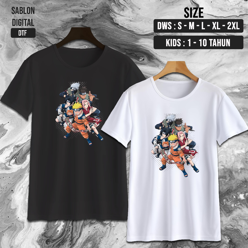 NW079 Kaos NARUTO & KAWAN KAWAN / Kaos NARUTO / Baju Kaos Oblong / Baju Anak Anime Kaos Dewasa Unise