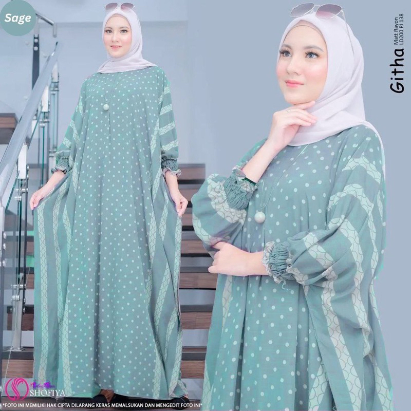 Kaftan Wanita - Daunda Kaftan Size Jumbo XXXXL Motif Daun Lengan Panjang Busui Resleting by Nadira_Fashion / Gamis Rayon Jumbo Kaftan Terbaru-Almina toska