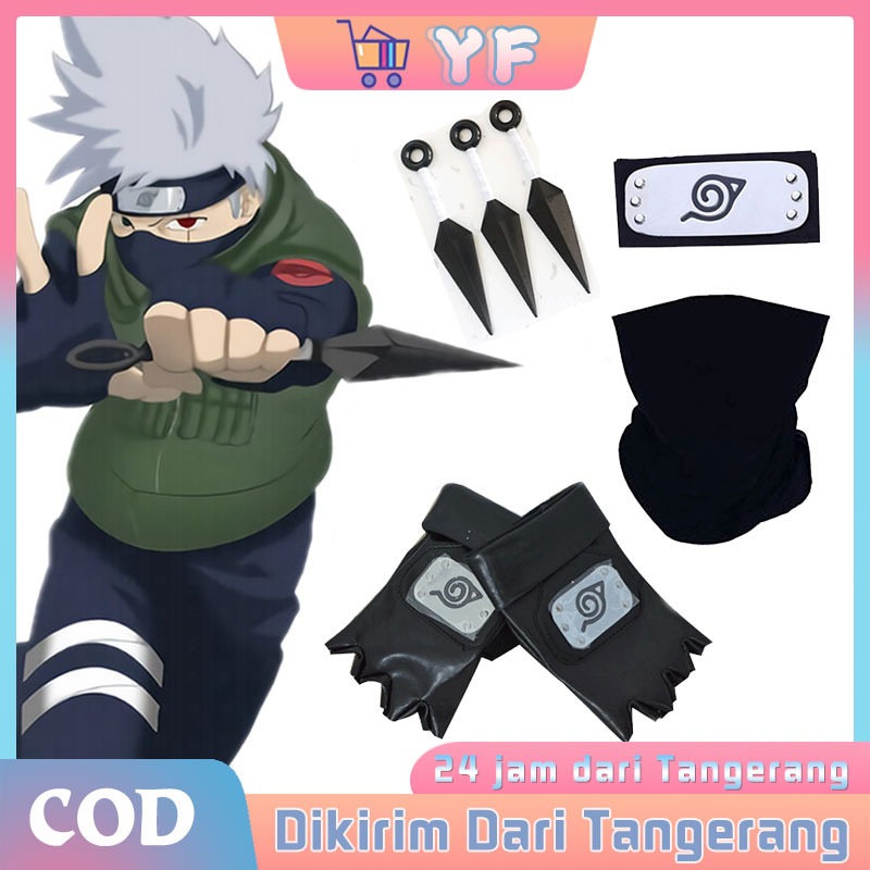 Set 7Pcs Cosplay Kakashi / Naruto Headband Kakashi Mask Kakashi Gloves