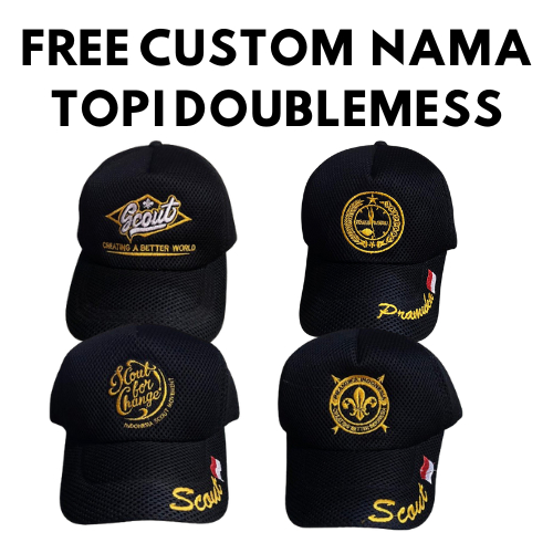GRATIS BORDIR NAMA TOPI SCOUT PRAMUKA JARING DOUBLEMESS BERKUALITAS