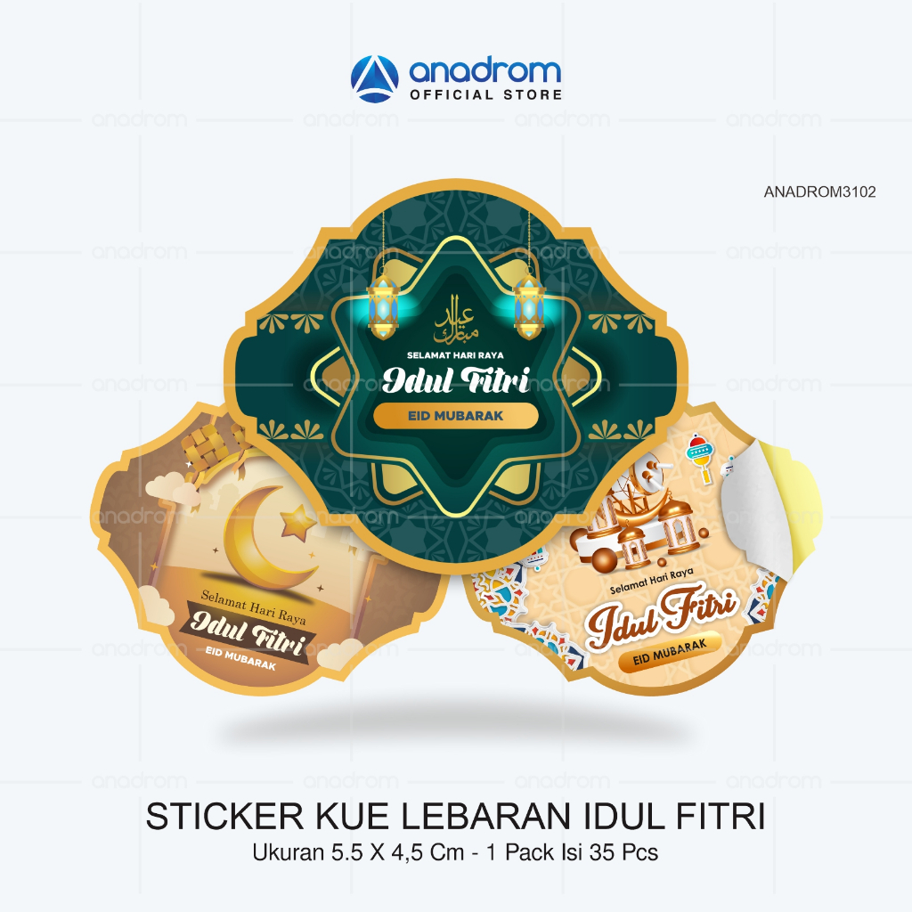 

[35 pcs] Stiker Label Toples Kue Lebaran Idul Fitri I Sticker Toples Kue Eid Mubarak I Anadrom 3102