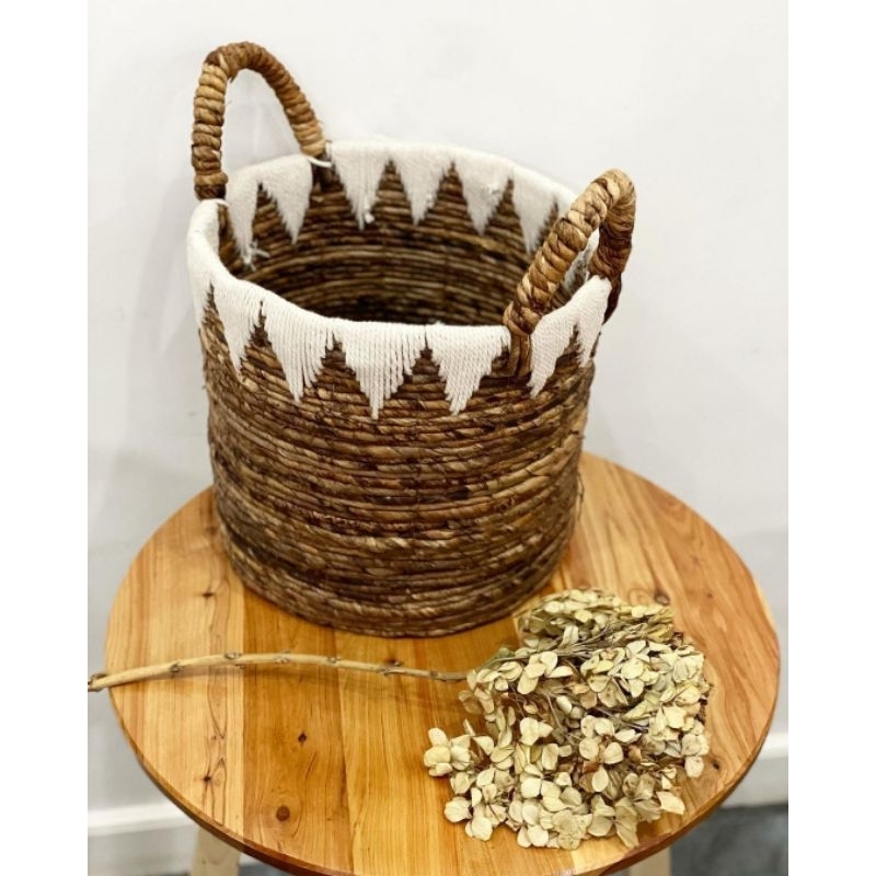 KERANJANG BASKET LOUNDRY ANYAMAN COVER POT BANANA RAJUT MACRAME
