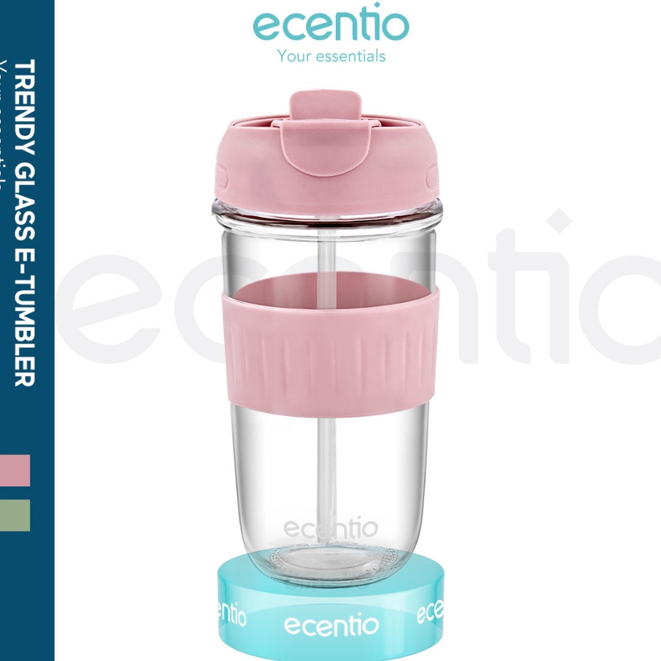 COD ecentio gelas tumbler coffee cup 5ml sedotan kaca Coffee Cup kopi Tempat Minum Gelas Kaca Glass 