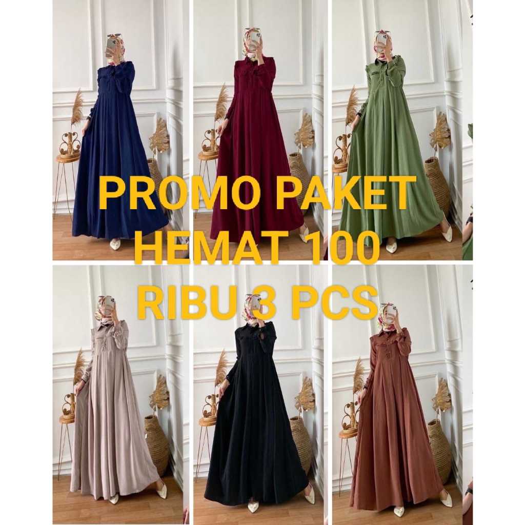 Promo Paket Hemat 100 Ribu 3Pcs Gamis Mola Terbaru Stok Terbatas