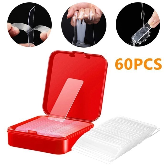

Box isi 60 Pcs Double Tape Nano Gel Sticker Perekat 2 Sisi Bolak Balik