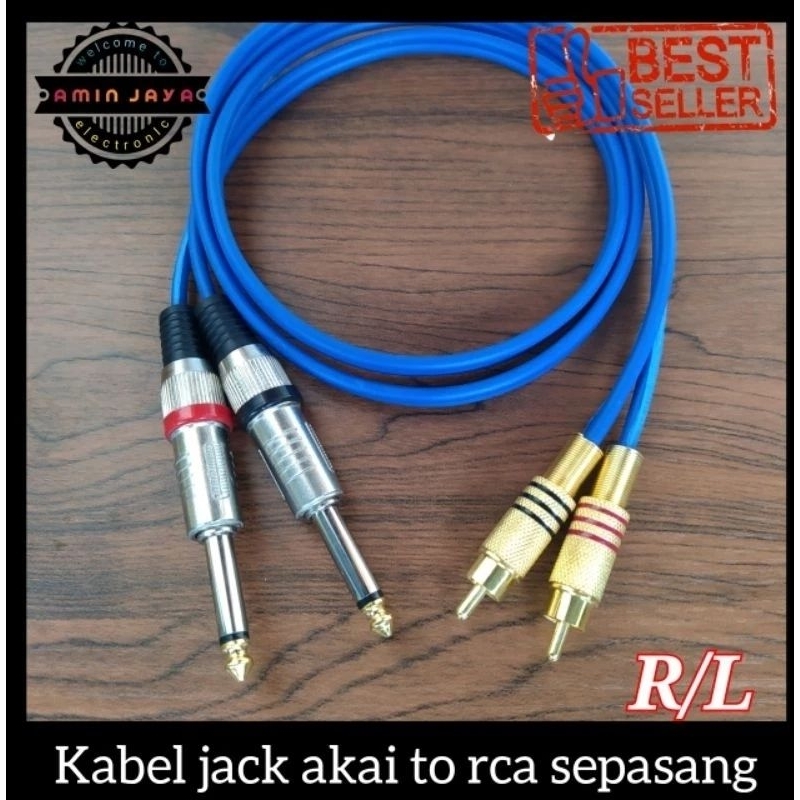 kabel audio rca male to jack akai mono 6,5mm L/R