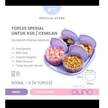 Toples kue set isi 4 plus nampan olino 500 ml kiara citra jaya plastik