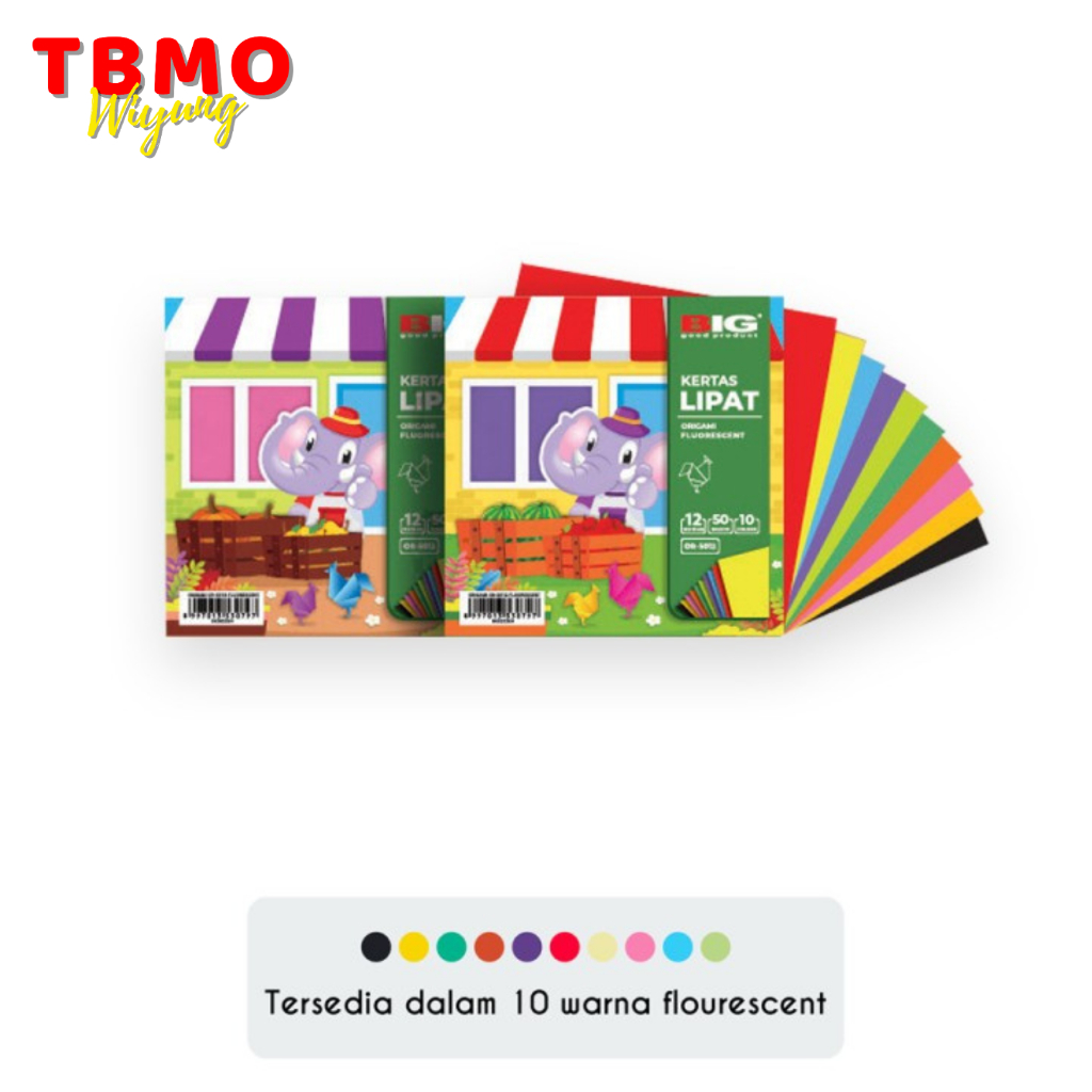 

TBMO Kertas Lipat Origami BIG 10 Warna 2 Sisi 12X12 OR-5012