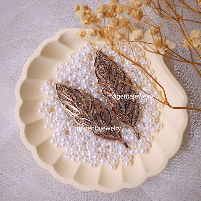 BK049 BROS DAUN HANDMADE LAPIS PERAK925 ASLI KOTAGEDE