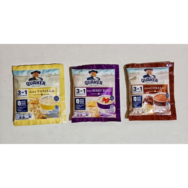 

Quaker 3in1 Rasa Vanilla || Coklat || Berry Burst Minuman Sereal Oat per pcs 28gr