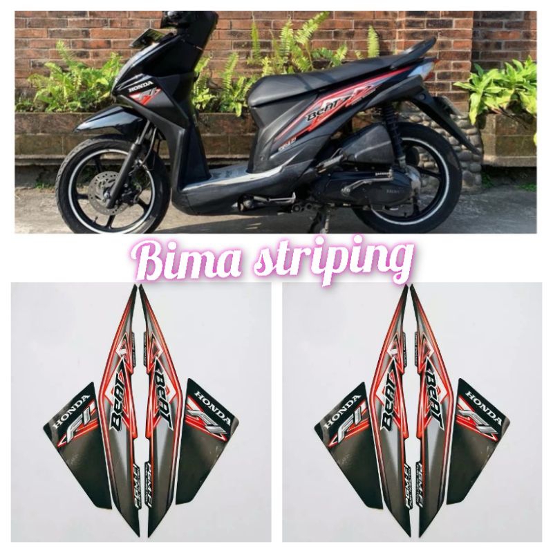 Stiker striping list body motor full set Honda Beat F1 2013 full hitam