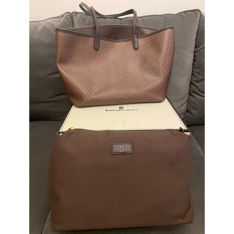 izzy canvas brown buttonscarves bag