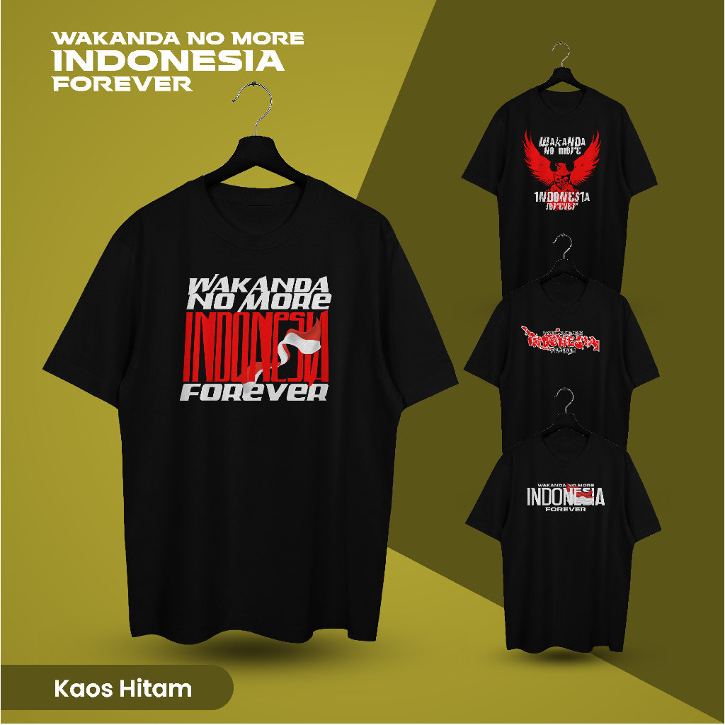 PPI Kaos Wakanda No More Indonesia Forever - Hitam