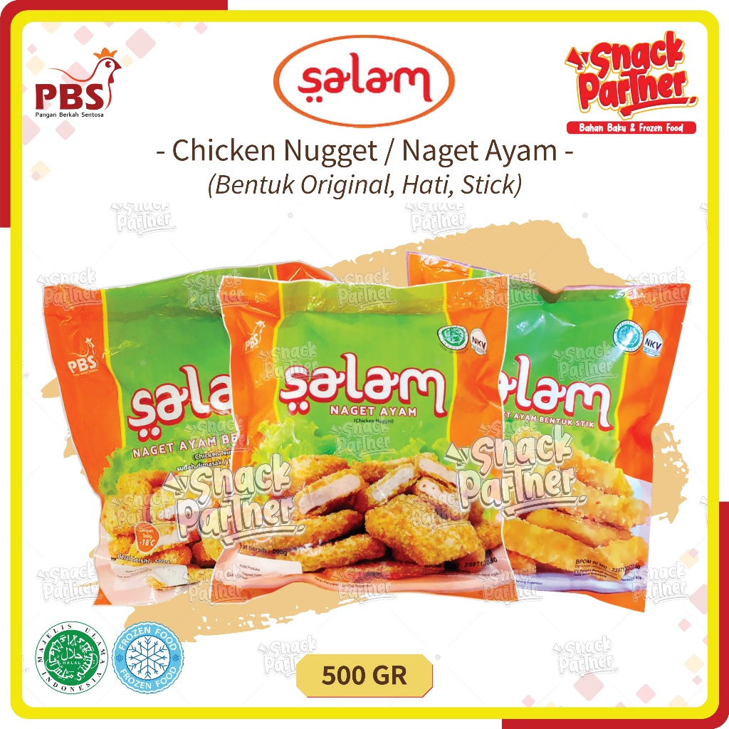 

SALAM Chicken Nugget / Naget Ayam 500gr / Bentuk Original Hati Stick Stik - FROZEN FOOD Nuget