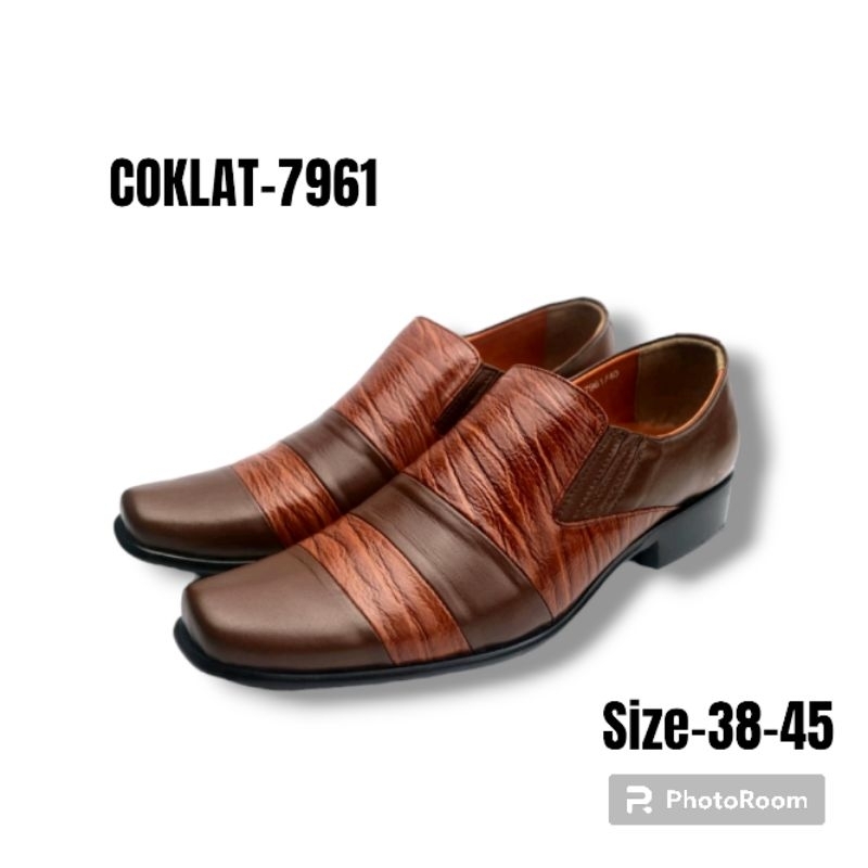 Sepatu Kerja Pantofel Coklat Pria Formal Kulit Asli
