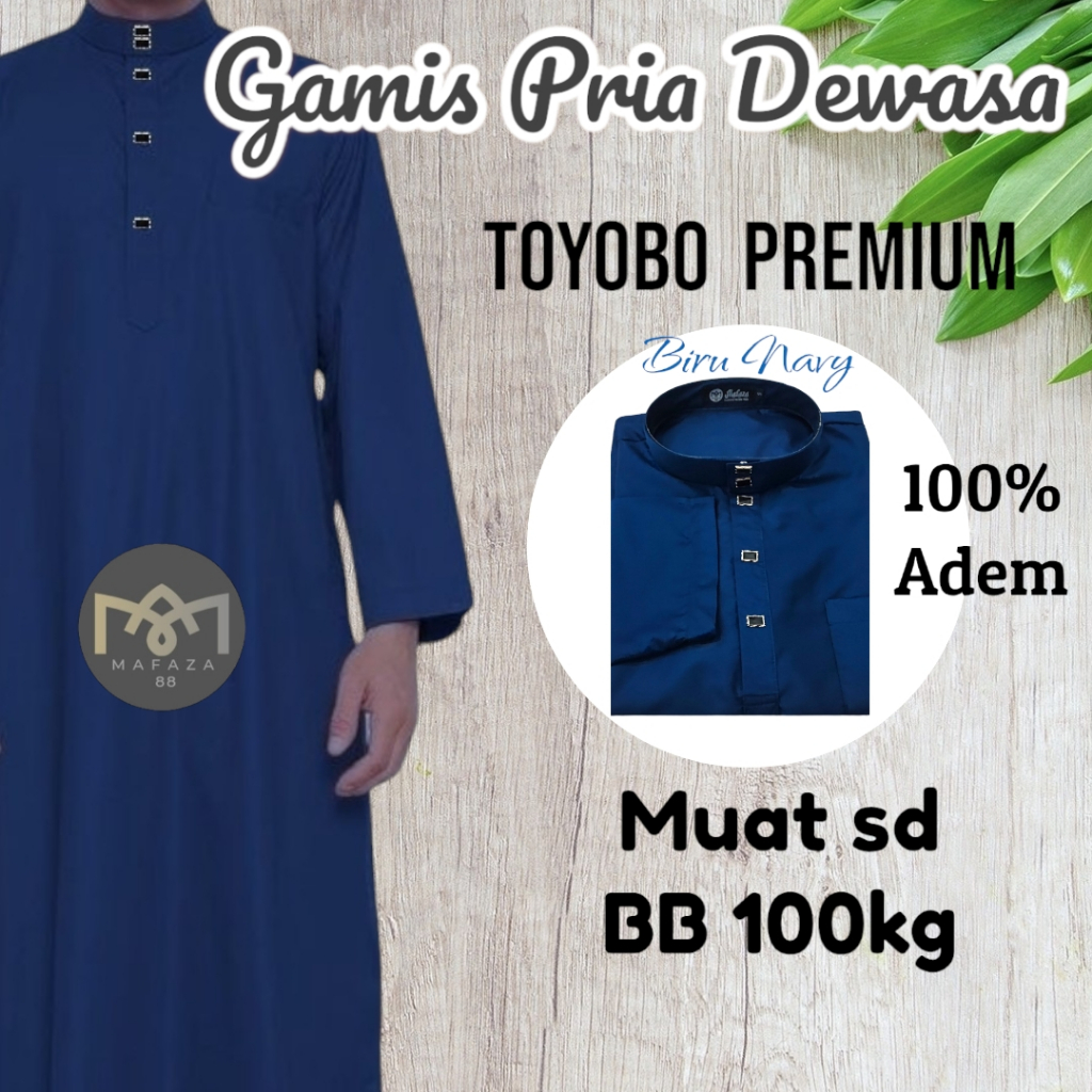Jubah Gamis TOYOBO PREMIUM ADEM Pria Dewasa Kancing Snap Impot Model Motif Haromain Size JUMBO Lenga