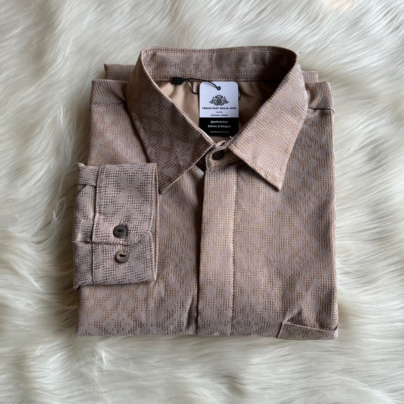 kemeja pria lengan panjang basic nude songket original premium