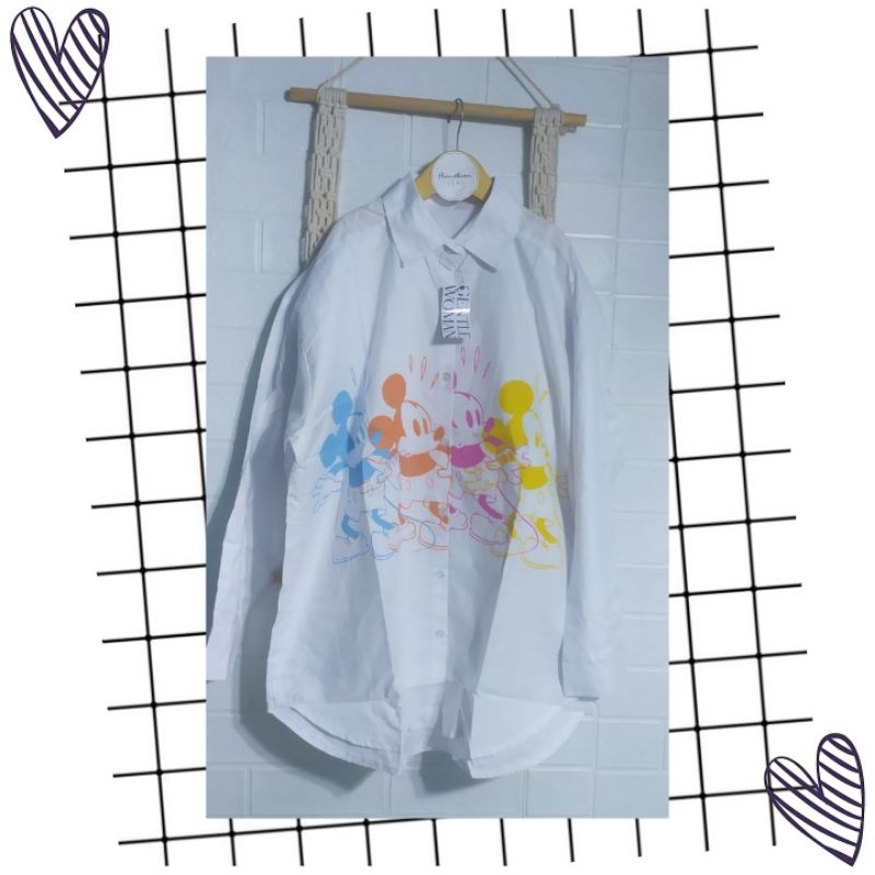 Pakaian Baju Atasan Blouse Kemeja Thailandn Cewek Wanita Kartun Mickey Mouse Putih White by. GENTLE 
