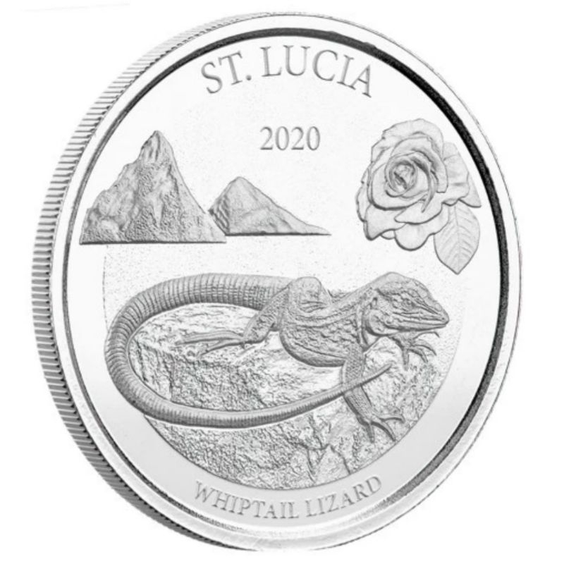 Perak Whiptail Lizard 2020 1 oz silver coin santa lucia