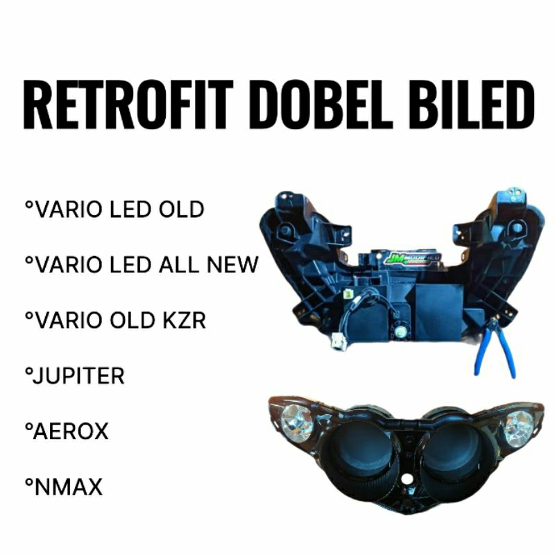 Retrofit Dobel Biled + Reflektor Vario aerox pcx nmax