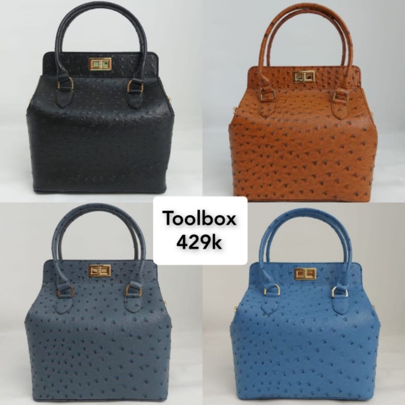 Toolbox | Tas Ostrich | Tas Genggam | Hand Bag | Tas Wanita Kulit