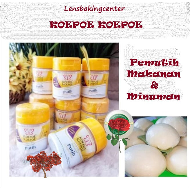 

Pemutih / Pewarna Putih Makanan Kue Cap Koepoe Kupu2 50gr | Kupu Koepoe Pemutih Makanan / Minuman 50 gr | Opaque White Koepoe 50gram