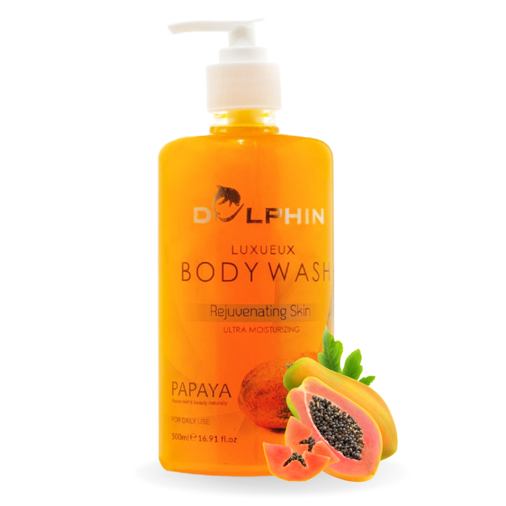 DOLPHIN BODY WASH PAPAYA 500ML ORIGINAL Sabun Pemutih Badan Bpom Permanen Dolphin Body Wash