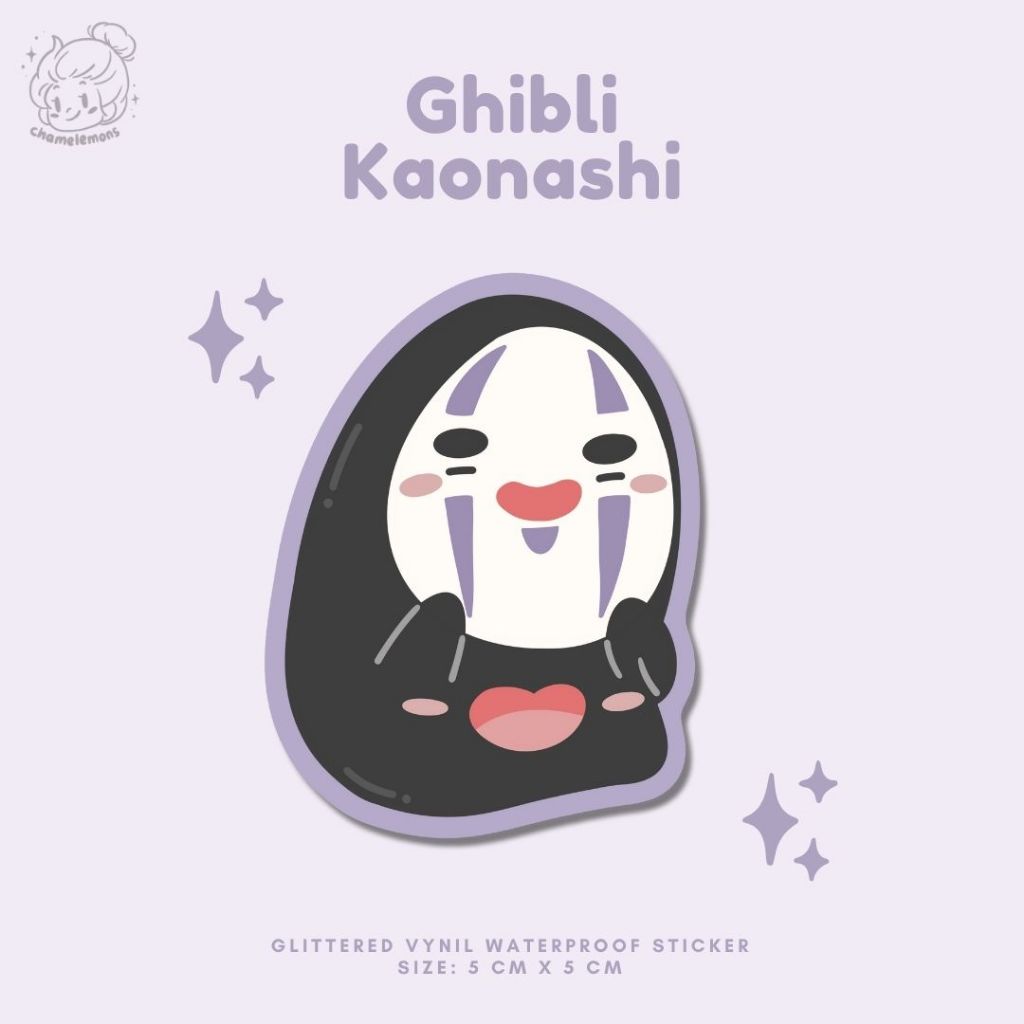 

Ghibli Kaonashi - Waterproof Vynil Glitter Sticker | Uk. 5 x 5 cm | Spirited Away Fanart