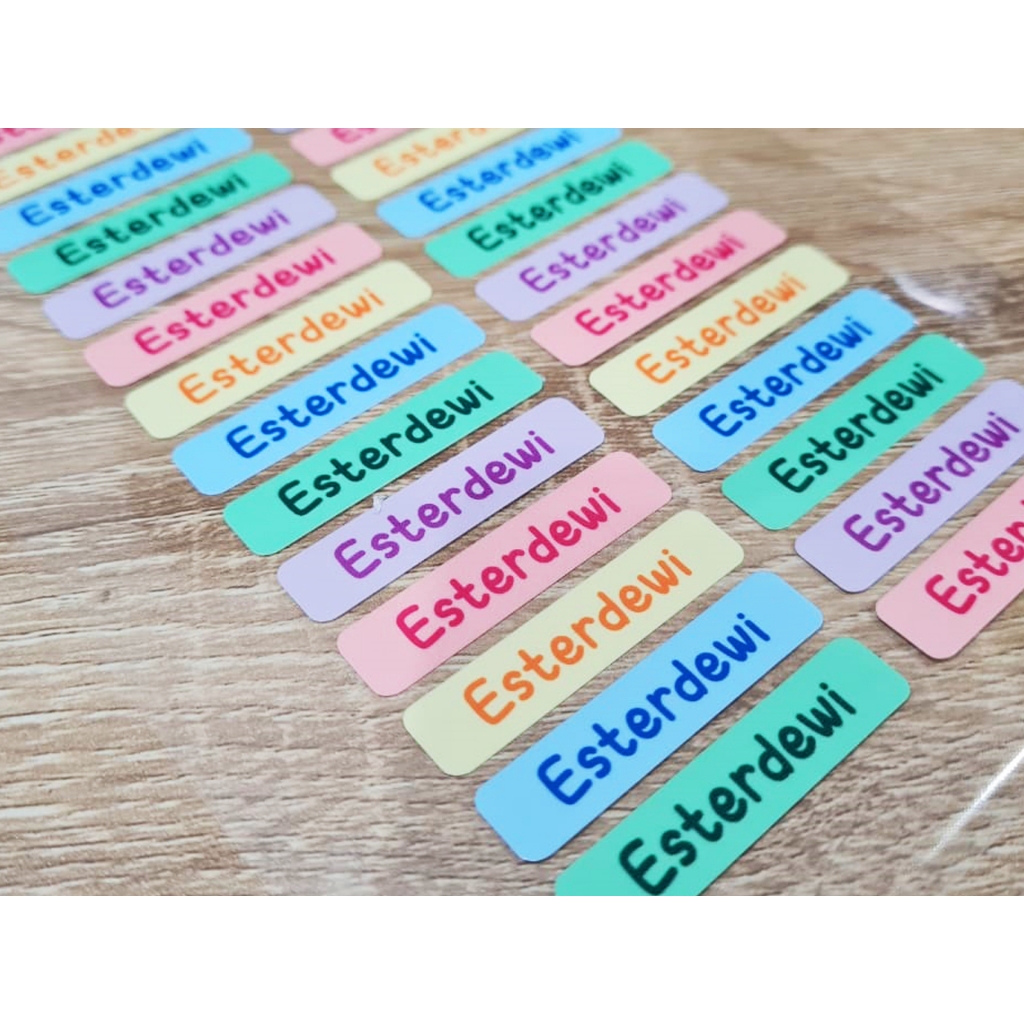 

Sticker label nama anak polos colorful