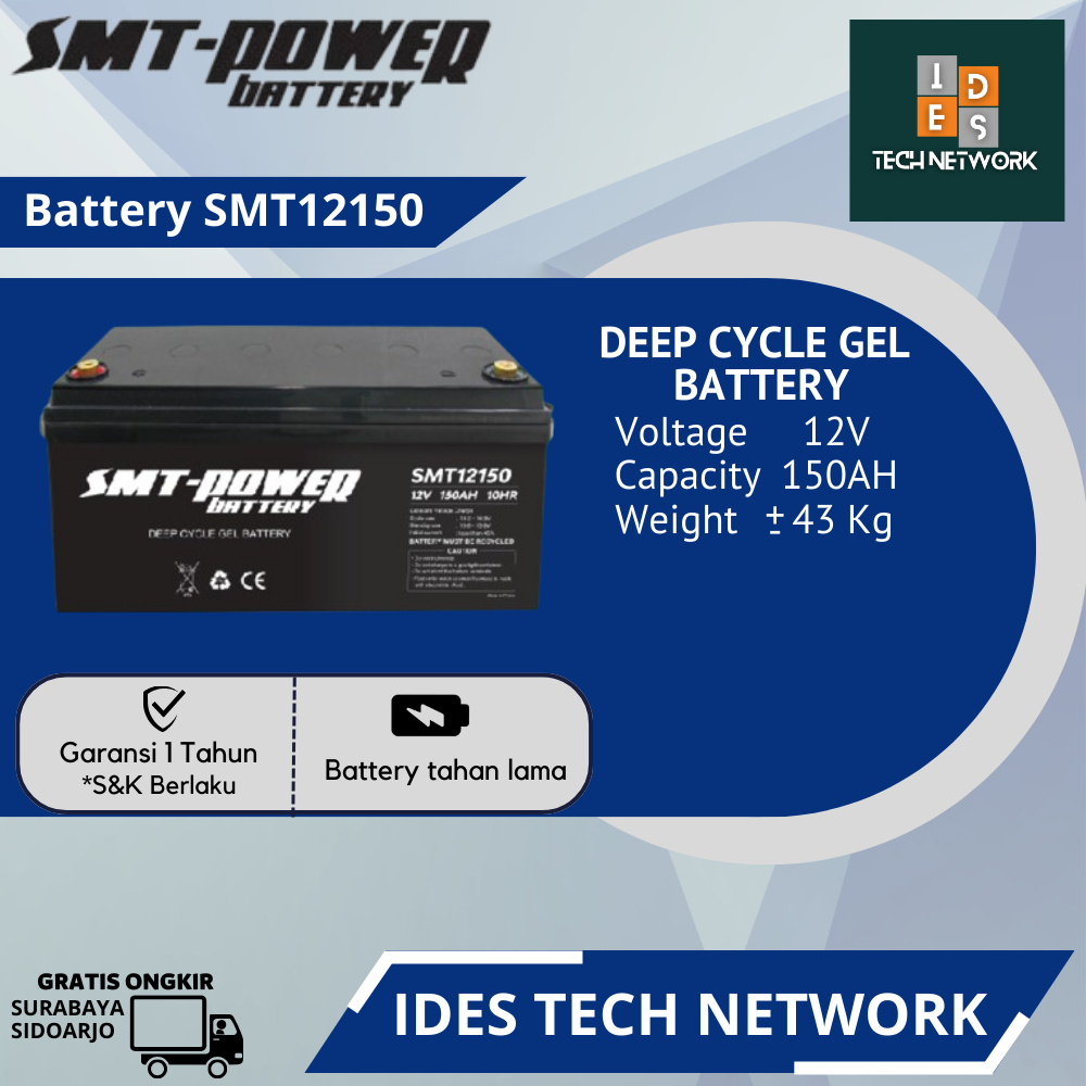 Baterai SMT Power 12V 150AH/ Baterai VRLA/ Baterai Deep Cycle Gel - SMT12150